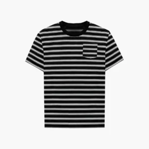 Pocket Striped Black Tee