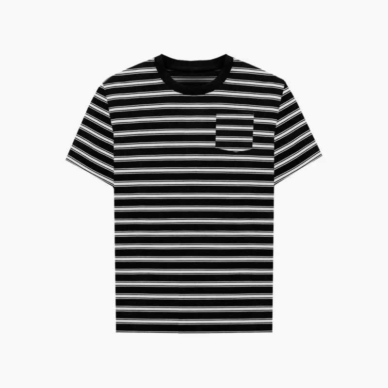 Pocket Striped Black Tee