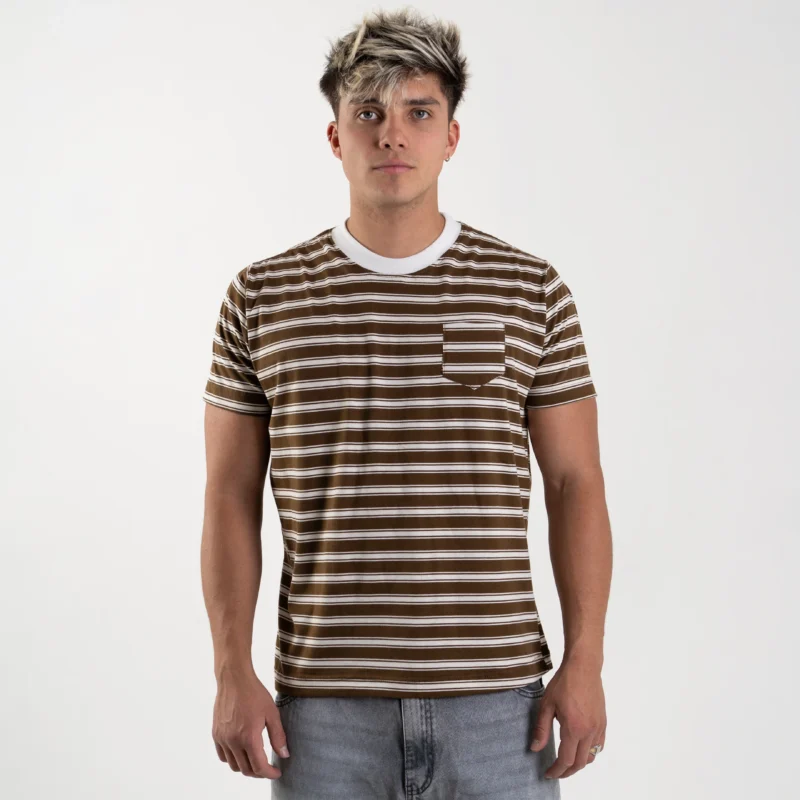 Pocket Striped Chocolate Tee - Imagen 6