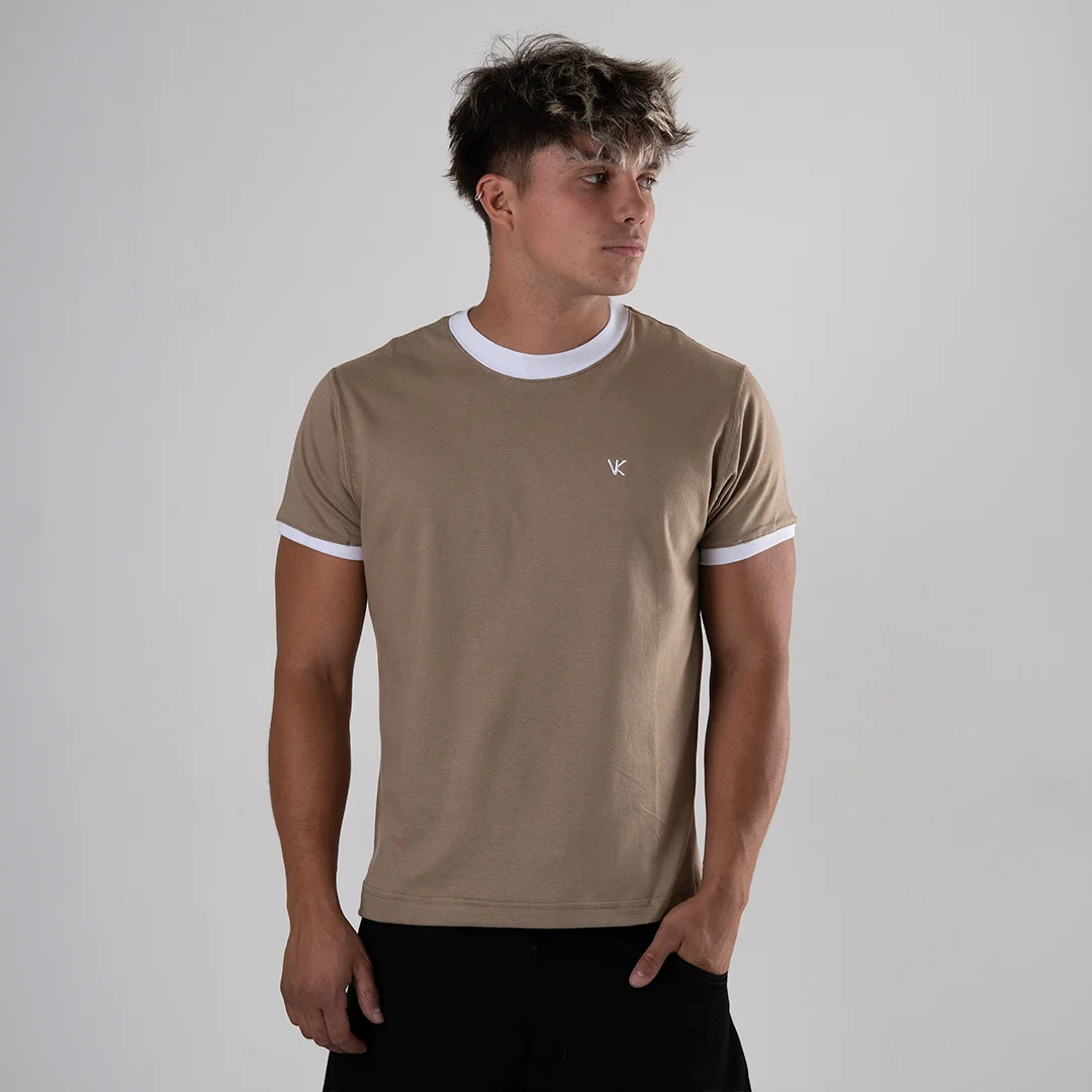 Remera Ringer Beige