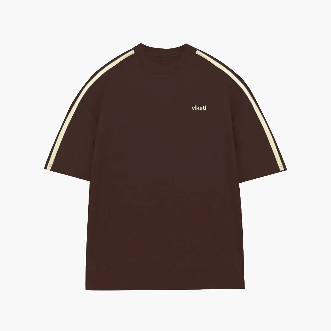 Remera Lines Choco y Beige