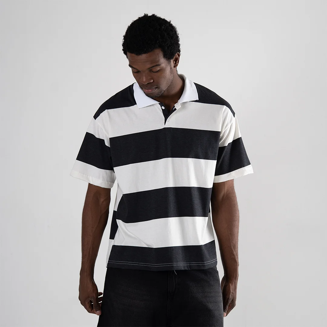 Polo Stripes Blanco y Negro