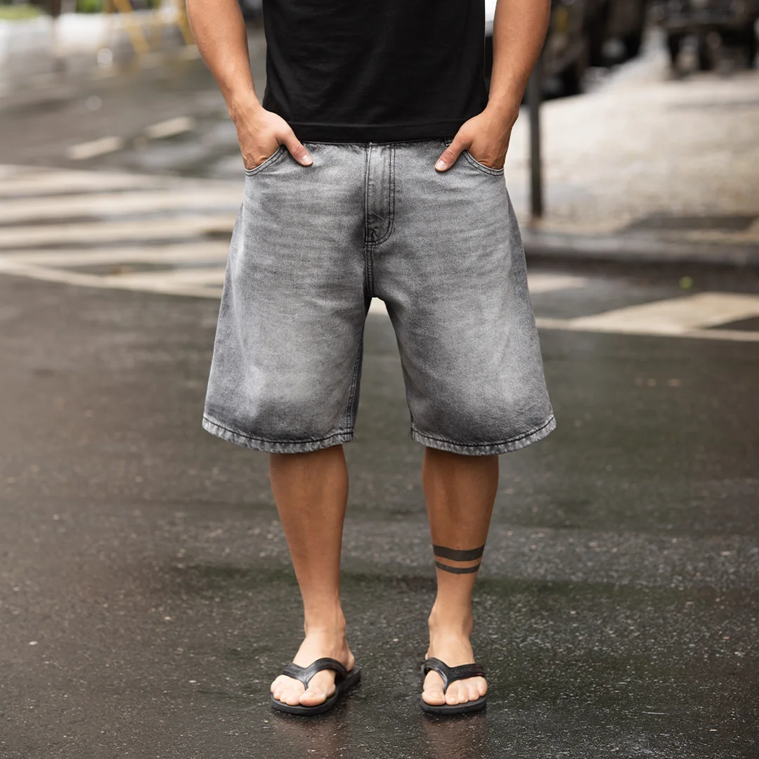 Bermuda Baggy Gris Washed