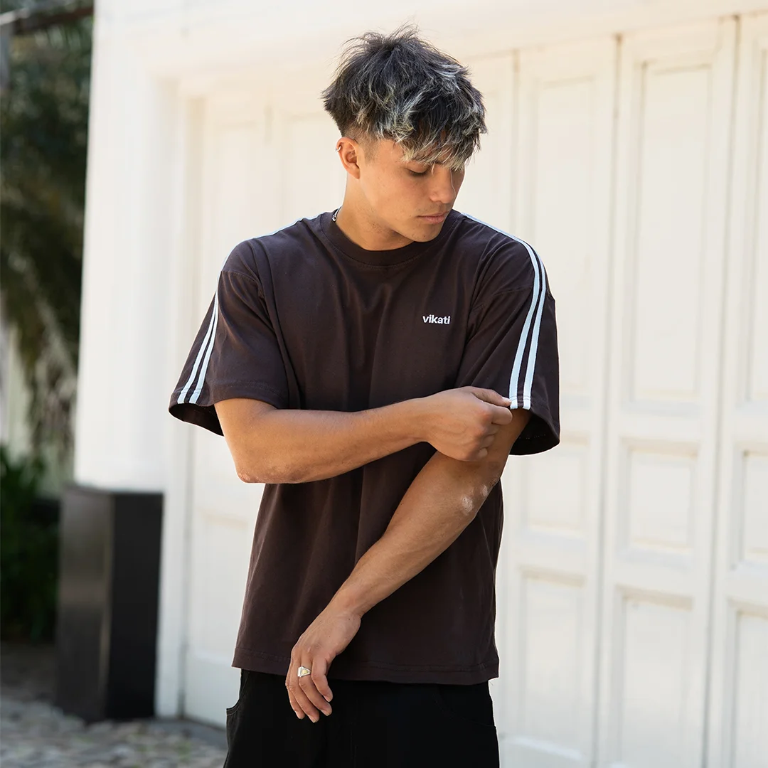 Remera Lines Choco y Celeste