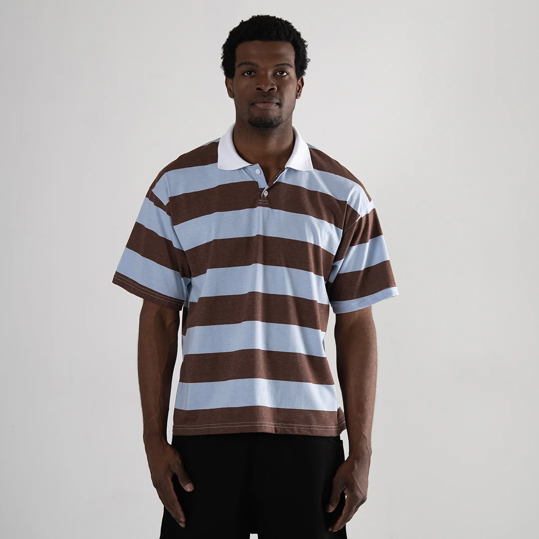 Polo Stripes Choco y Celeste