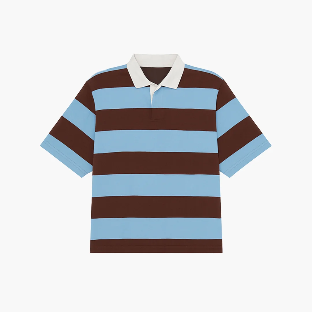 Polo Stripes Choco y Celeste