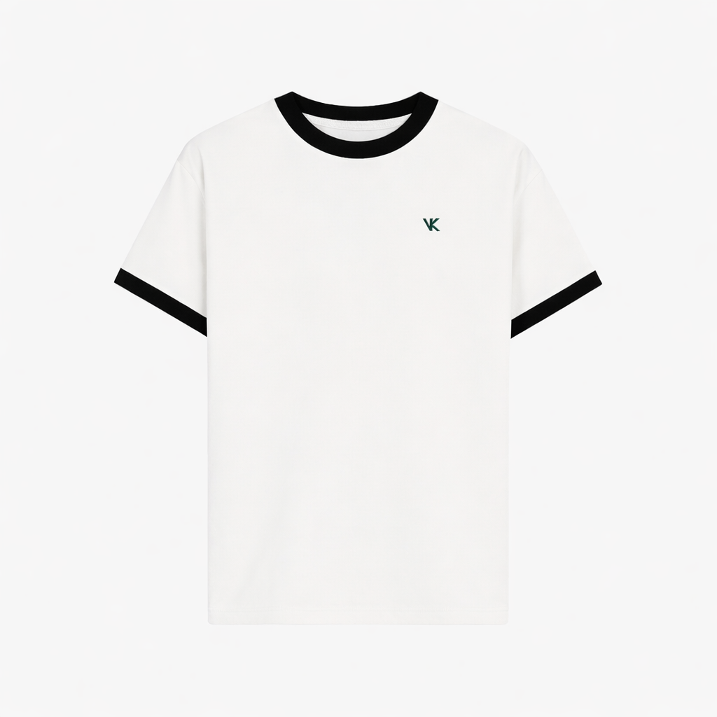 Remera Ringer Blanca y Negra